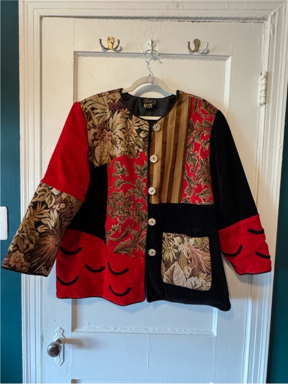 Patchwork Red & Black Jacket